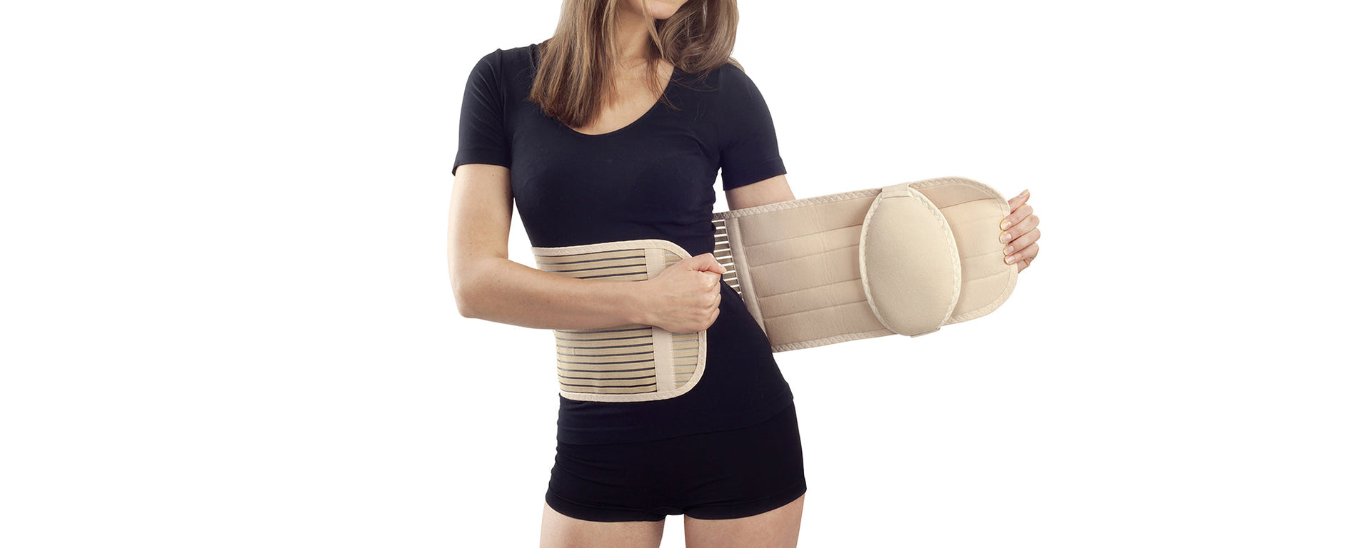Femme En Train De Porter Une Ceinture Lombaire Autour De La Taille - Illustration Pour Blogue