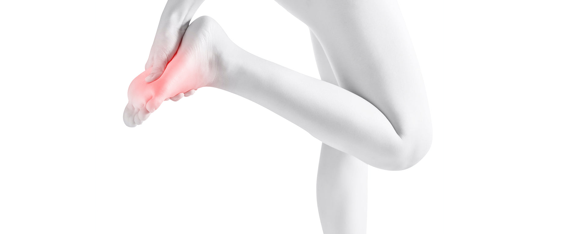 Douleur au Pied: Jambes d'une Femme avec Illustration d'un pied douloureux en Rouge