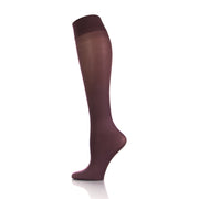 Bas de compression marron 20-30 mmHg pour femmes, vue de côté, support efficace pour le mollet - Softmedi