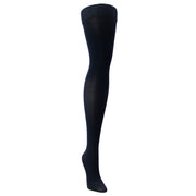 Bas De Compression 30 40 mmHg Femme Pour Cuisses Et Mollets - Couleur Noire - Doctor Brace - Vue De La Jambe Du Mannequin Du Côté Externe Du Pied