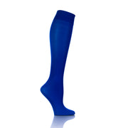 Bas de compression 20-30 mmHg pour femme hauteur genou en bleu royal, vue intérieure de la jambe - Softmedi