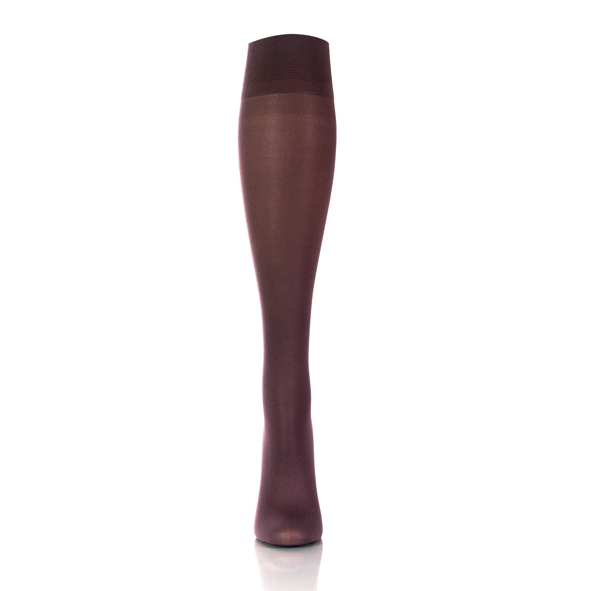 Bas de compression marron 20-30 mmHg pour femmes, présentant une excellente finition, vue de face - Softmedi