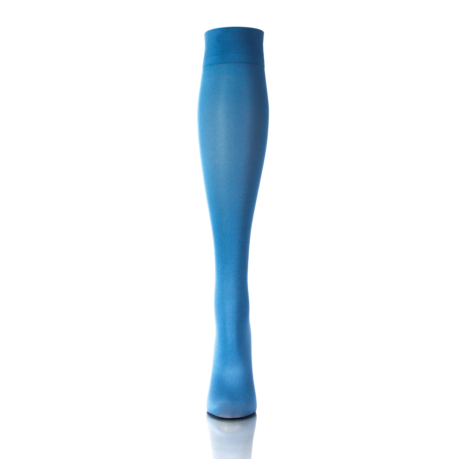 Bas support hauteur genou 20-30 mmHg en bleu ciel, vue de face, pour un soutien stylé - Softmedi