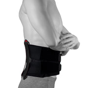 Ceinture Dorsale Pour Douleur Au Bas Du Dos Noire - Avec  Support Avancé À 4 Baleines  - Portée Par Un Homme - Vue De Côté