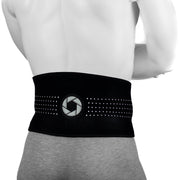 Ceinture Lombaire Avec Compresse En Gel Chaud-Froid En Néoprène Noir - Portée Par Un Homme - Vue De Derrière