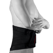 Ceinture Lombaire Compressive Noire  Ajustable Très Élastique - Vue De Côté Portée Par Une Homme