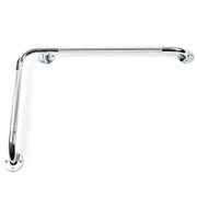 Barre D'appui Pour Baignoire Ou Douche Inclinée En L Chromée Texturée De 32x16 Pouces Vue Horizontale Angle 90 Degrés Face Vers Le Bas