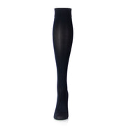 Bas Compressif Pour Femme - Couleur Noire - Avec Tissu De Compression 20 30 mmHg - Présentés Sur Jambe En Plastique - Longueur Au Genou - Vue Frontale