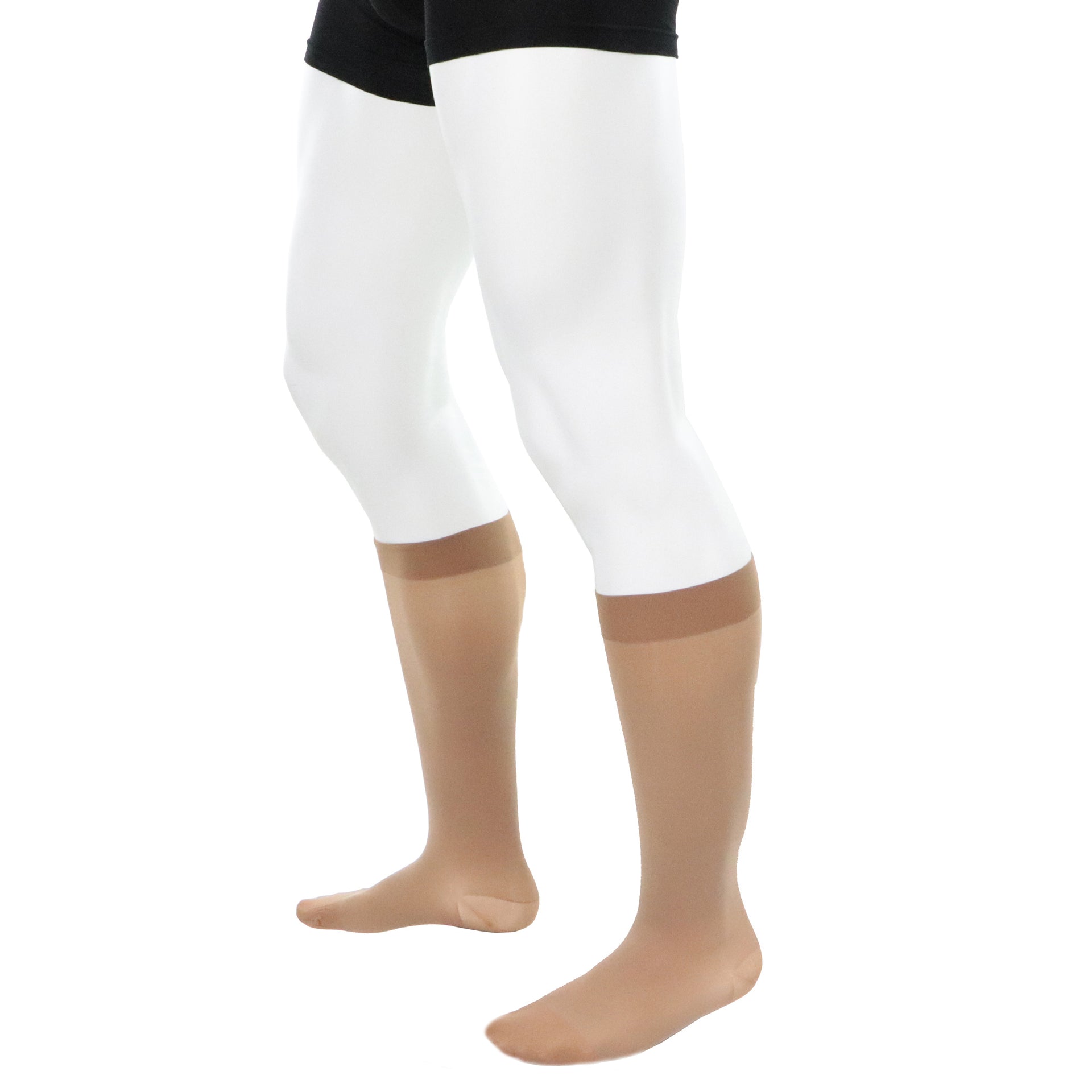 Bas Compressifs 20-30 mmHg Genou Homme Couleur Peau Doctor Brace Vue Côté Gauche Extérieur Jambe