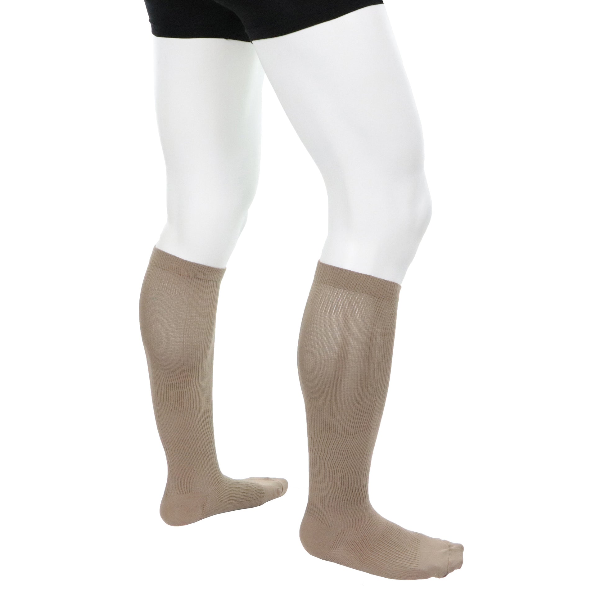 Bas Compressifs Homme 20-30 mmHg Au Genou Couleur Beige Tan Doctor Brace Debout Côté Droit