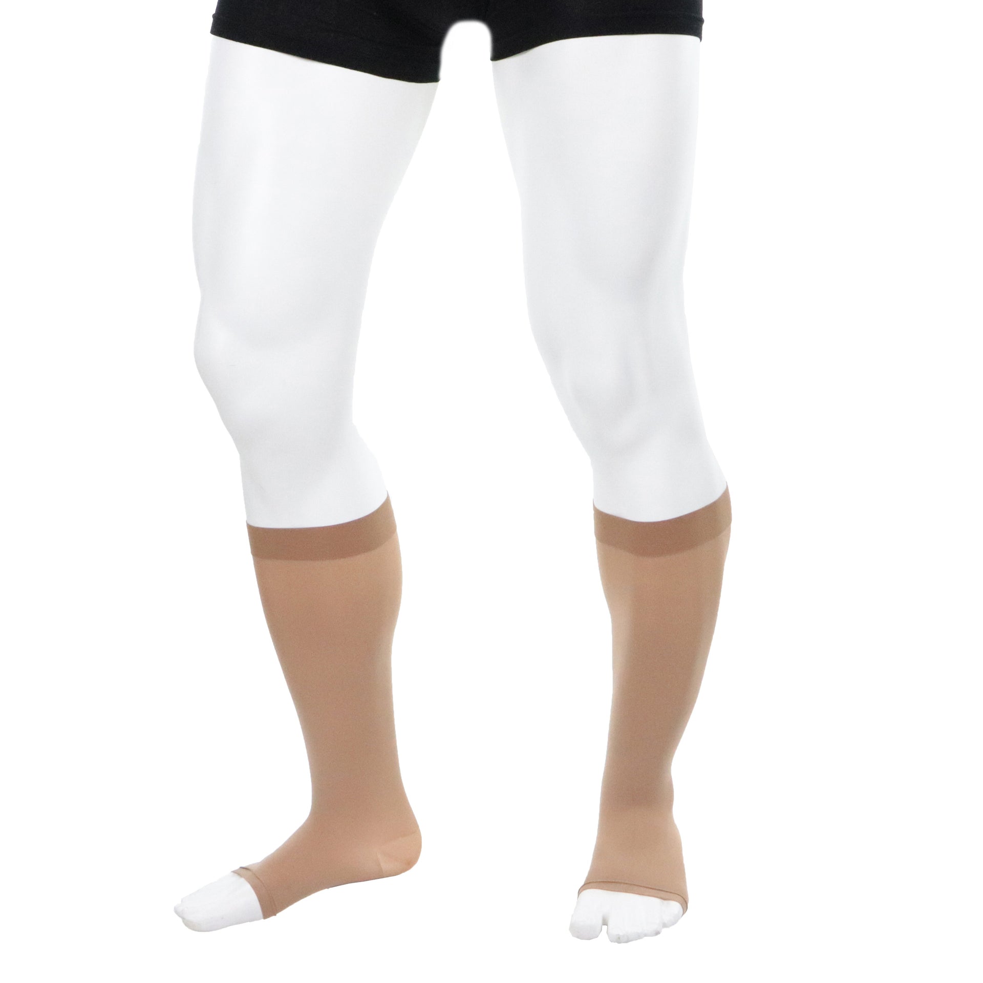 Bas Compression 30-40 Bout Ouvert Homme Au Mollet Couleur Peau Doctor Brace Vue Avant