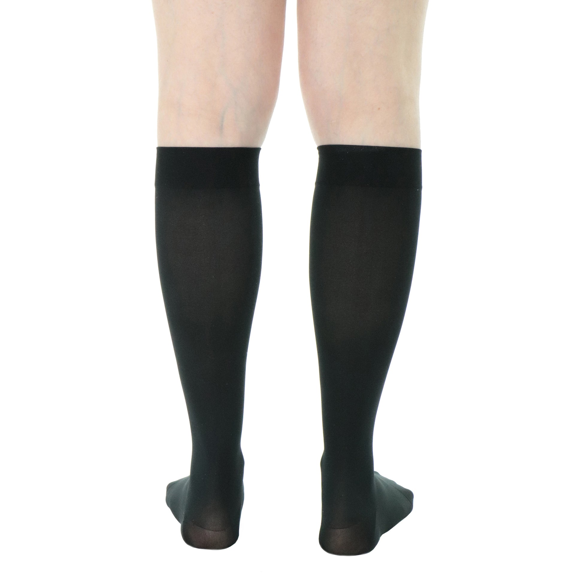 Bas Compression Femmes 30-40 mmHg Au Mollet Noir Doctor Brace Vue De Derrière Talon