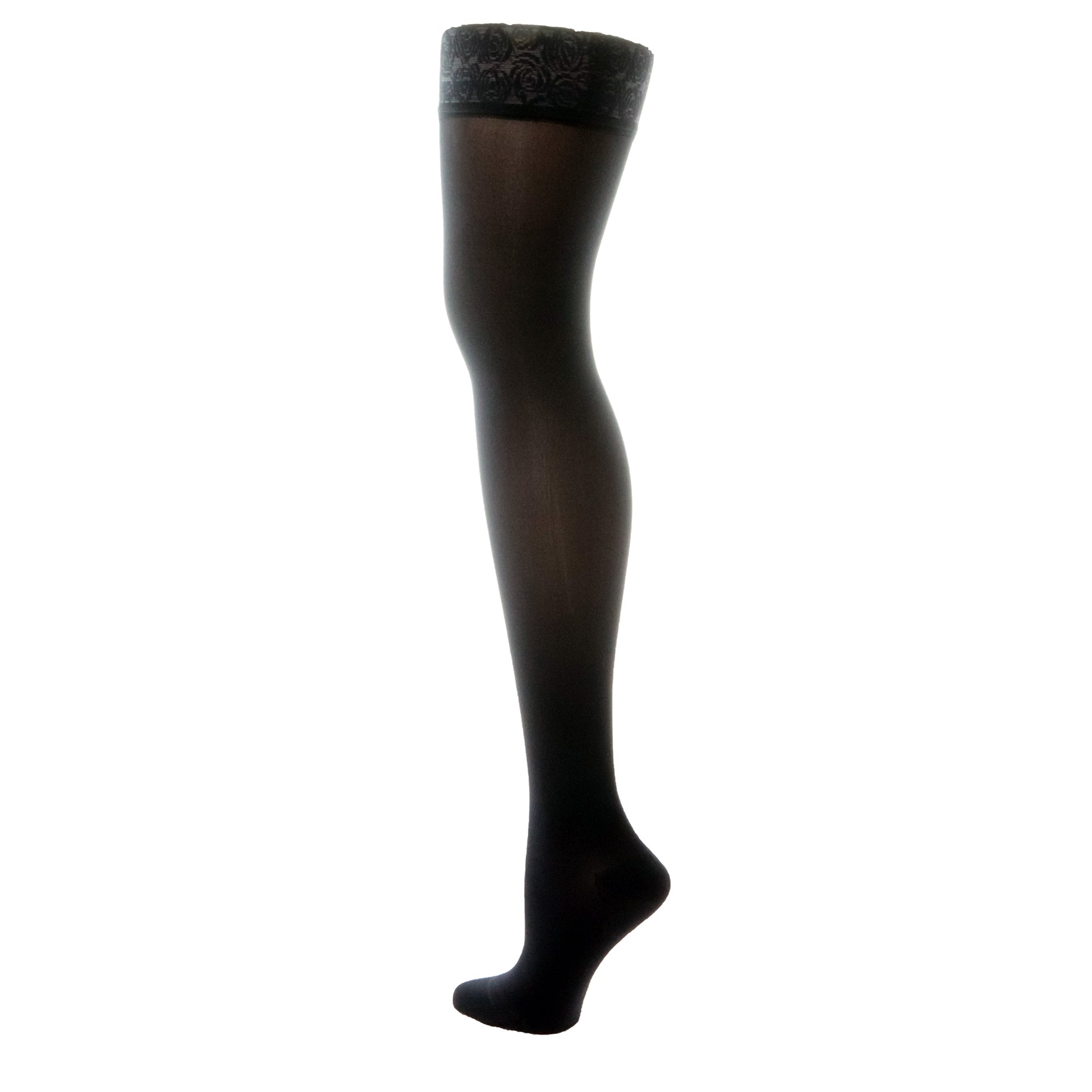 Bas De Compression Mediven Elegance Cuisse Noirs Vue Intérieur Jambe