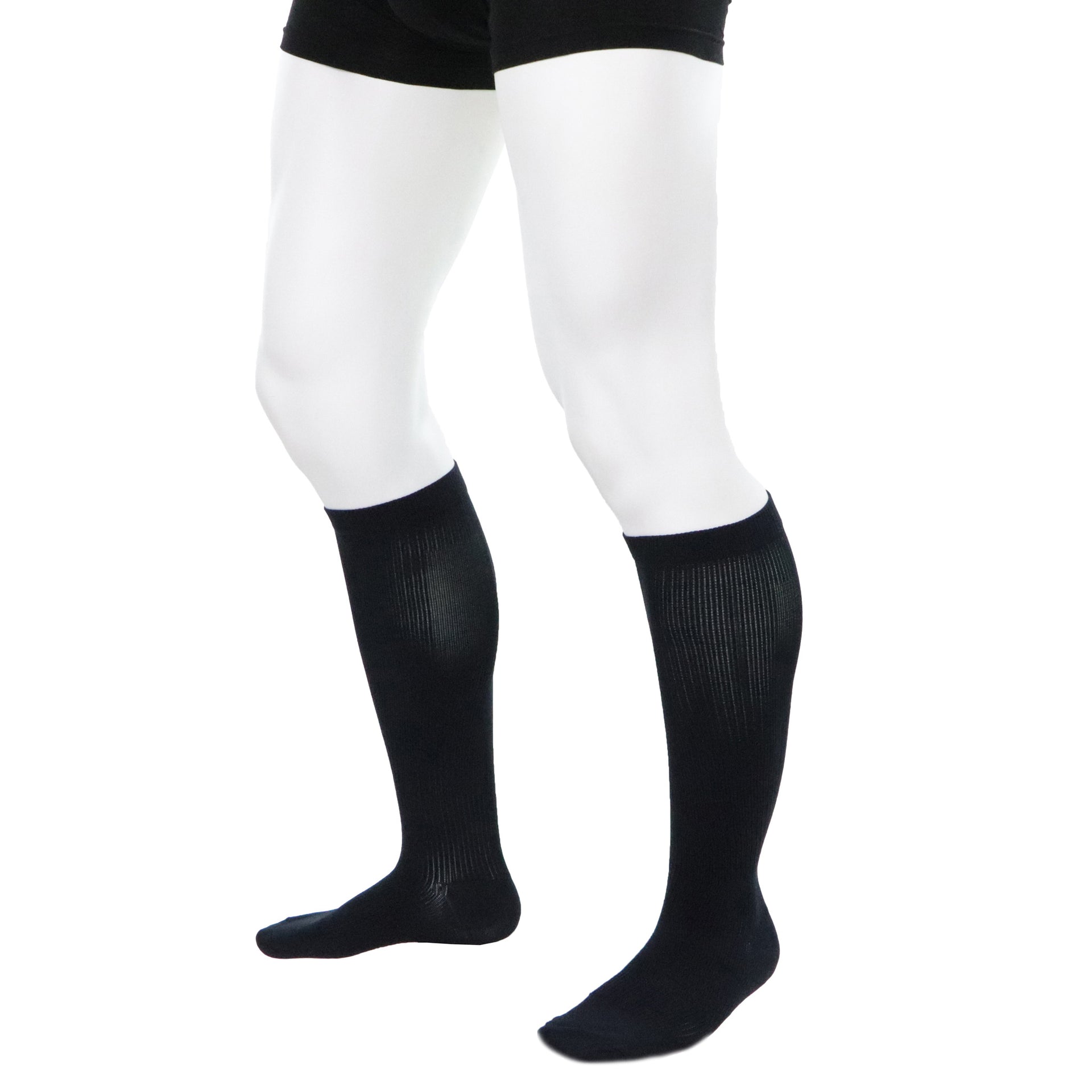 Bas De Compression Pour Mollet 20-30 Bleu Doctor Brace Actiman Vue De Côté Deux Jambes Avec Focus Sur Les Chevilles