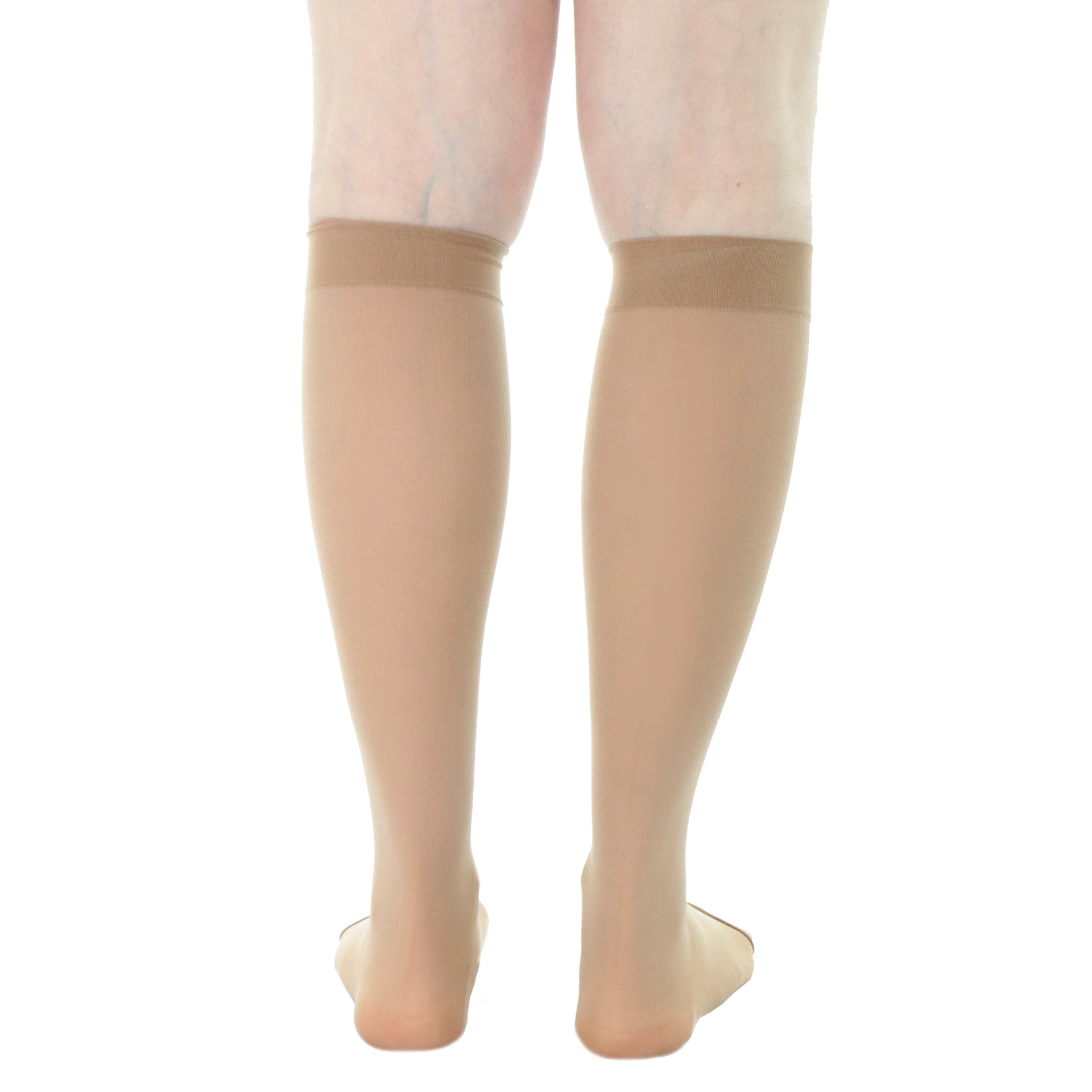 Bas Support Femme 30-40 mmHg Au Genou Bout Ouvert Beige Doctor Brace Vue Arrière