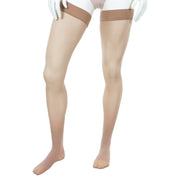 Bas De Soutien Compression 30-40 mmHg Longues À La Cuisse Femmes Beige Sheer Doctor Brace Vue Côté Gauche