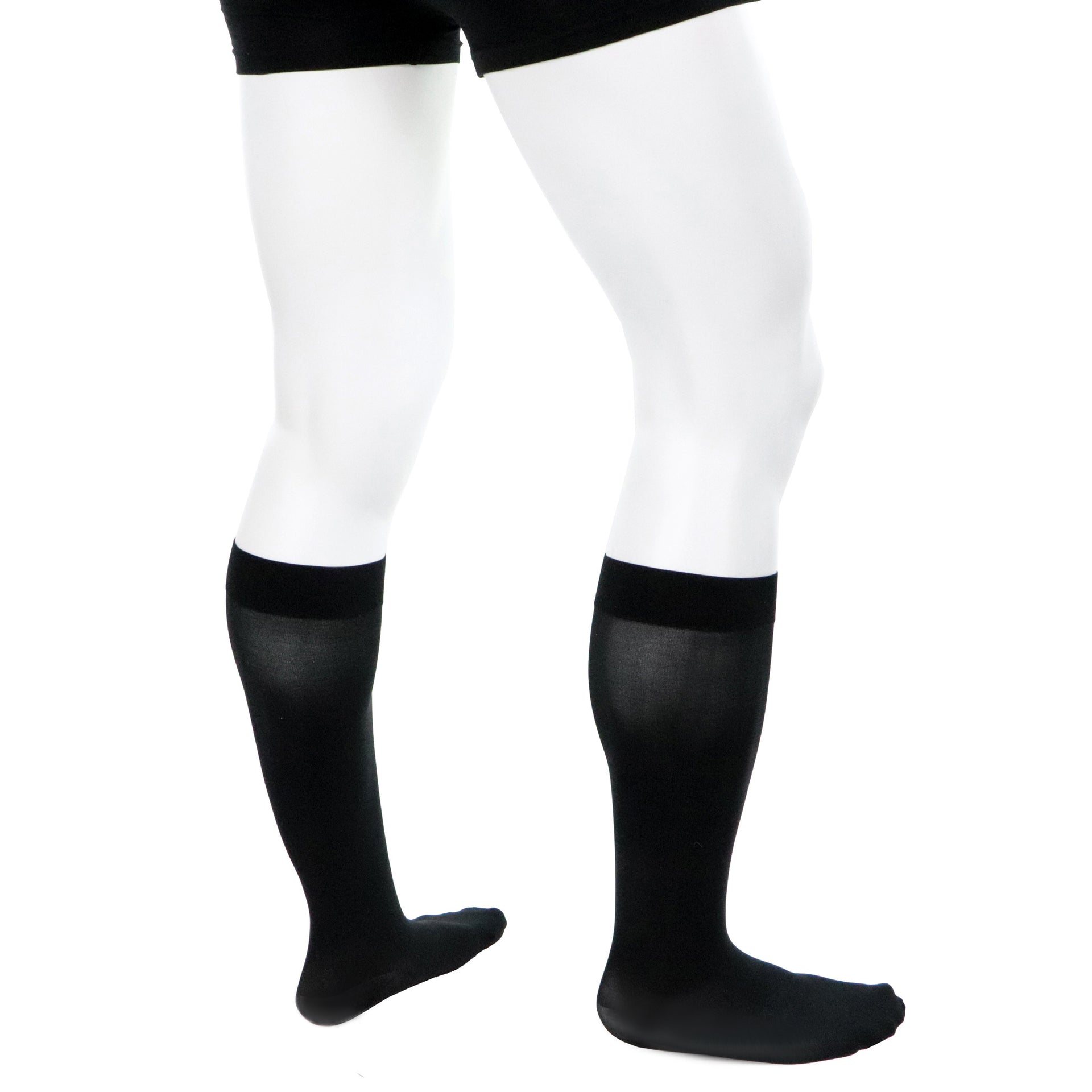 Bas De Soutien Homme Avec Compression 20-30 Courts Noirs Doctor Brace Vue Deux Jambes Côté Droit