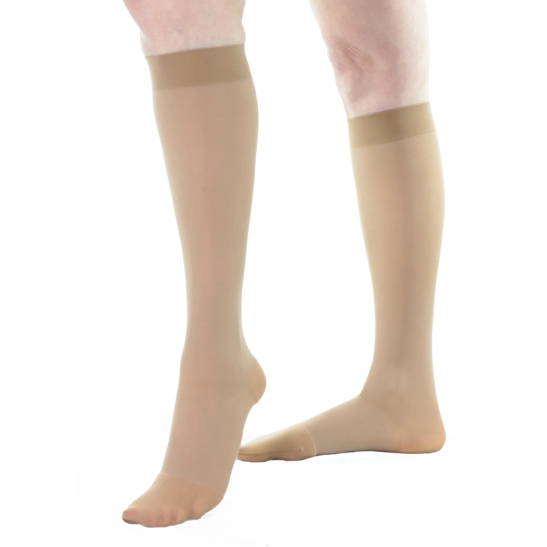 Bas Support 30-40 mmHg Mollet Pour Femmes Doctor Brace Beige Vue Côté Gauche