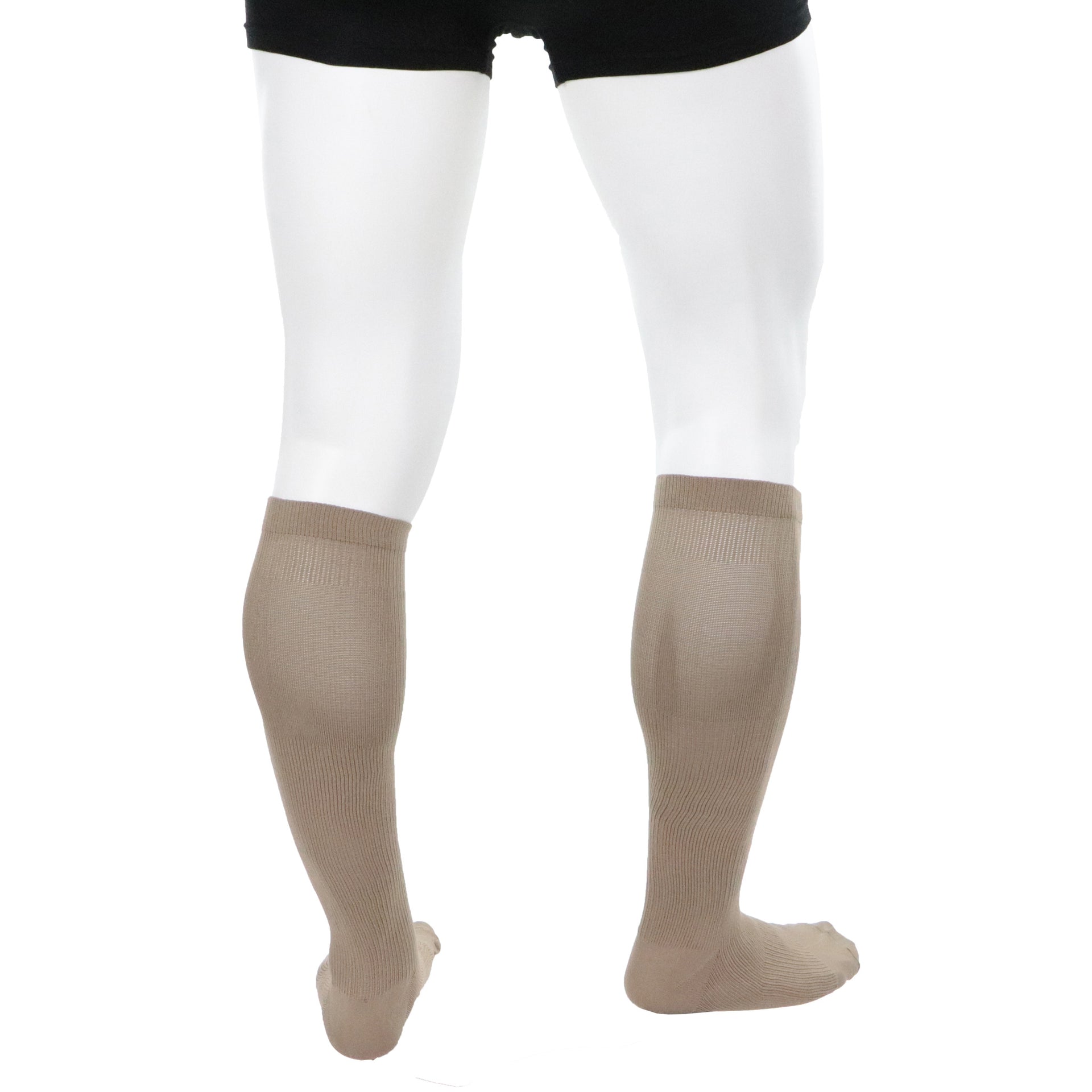 Bas Support Au Genou 20-30 Pour Homme Beige Doctor Brace Actiman Vue Proche Des Mollets Et Des Talons