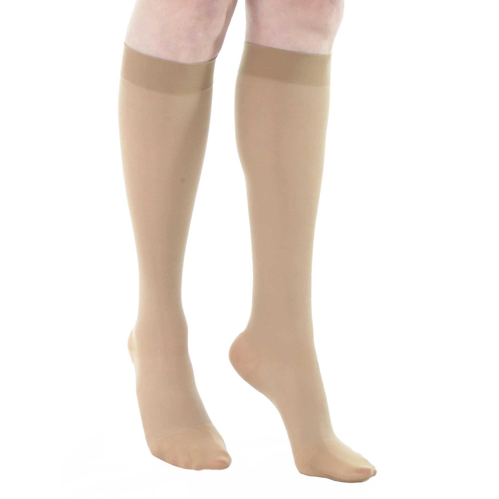 Bas Support Aux Genoux 30-40 mmHg Pour Femme Doctor Brace Circutrend Beige Transparents Vue Côté Droit
