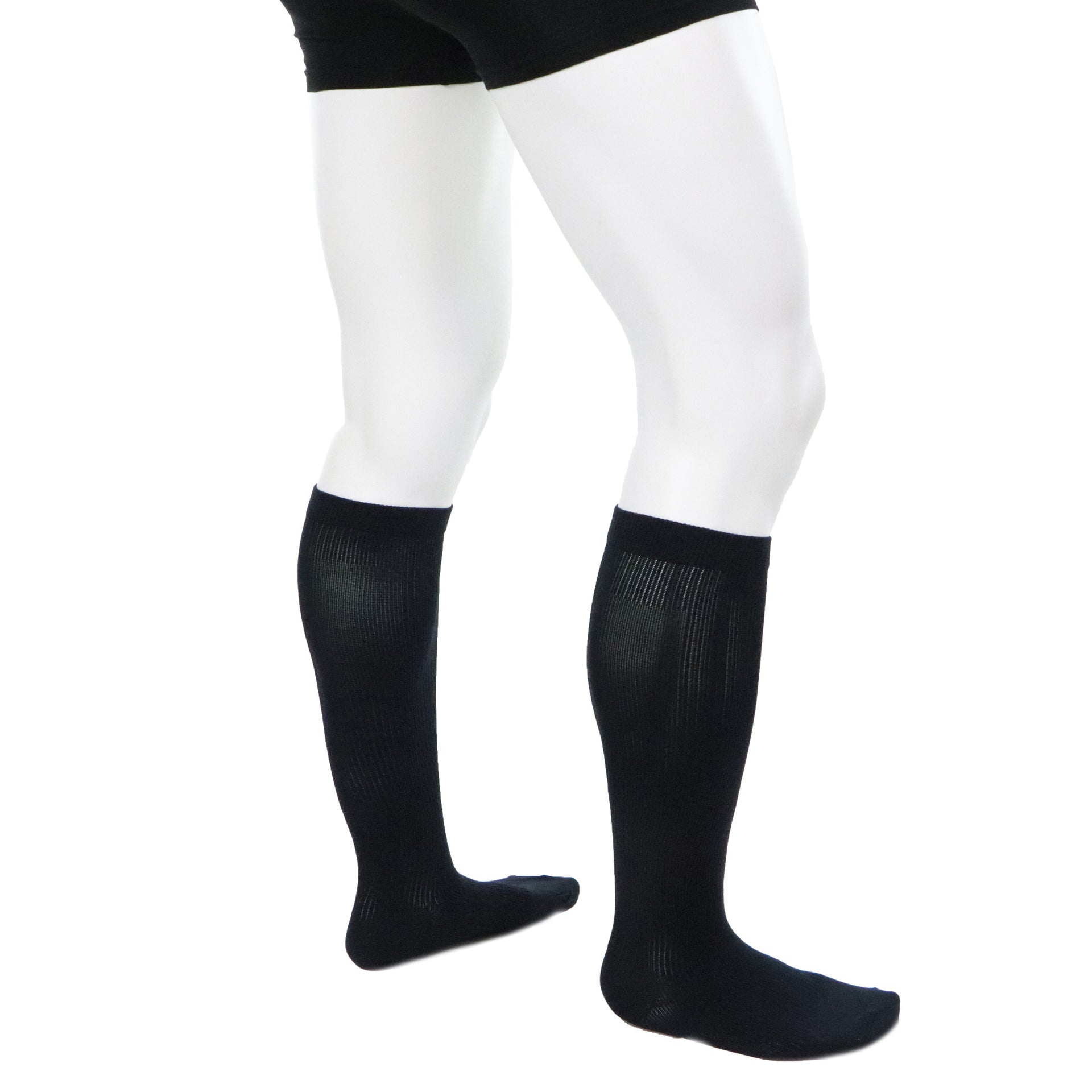 Bas Support Aux Genoux 30-40 mmHg Bleus Doctor Brace Actiman Vue Proche Jambe Droite