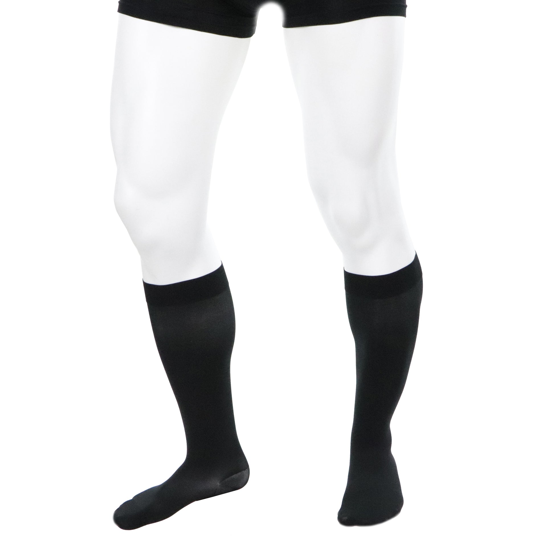 Bas Support Compressifs 30-40 Homme Au Genou Noir Semi-opaque Doctor Brace Vue Intérieur Jambe Droite