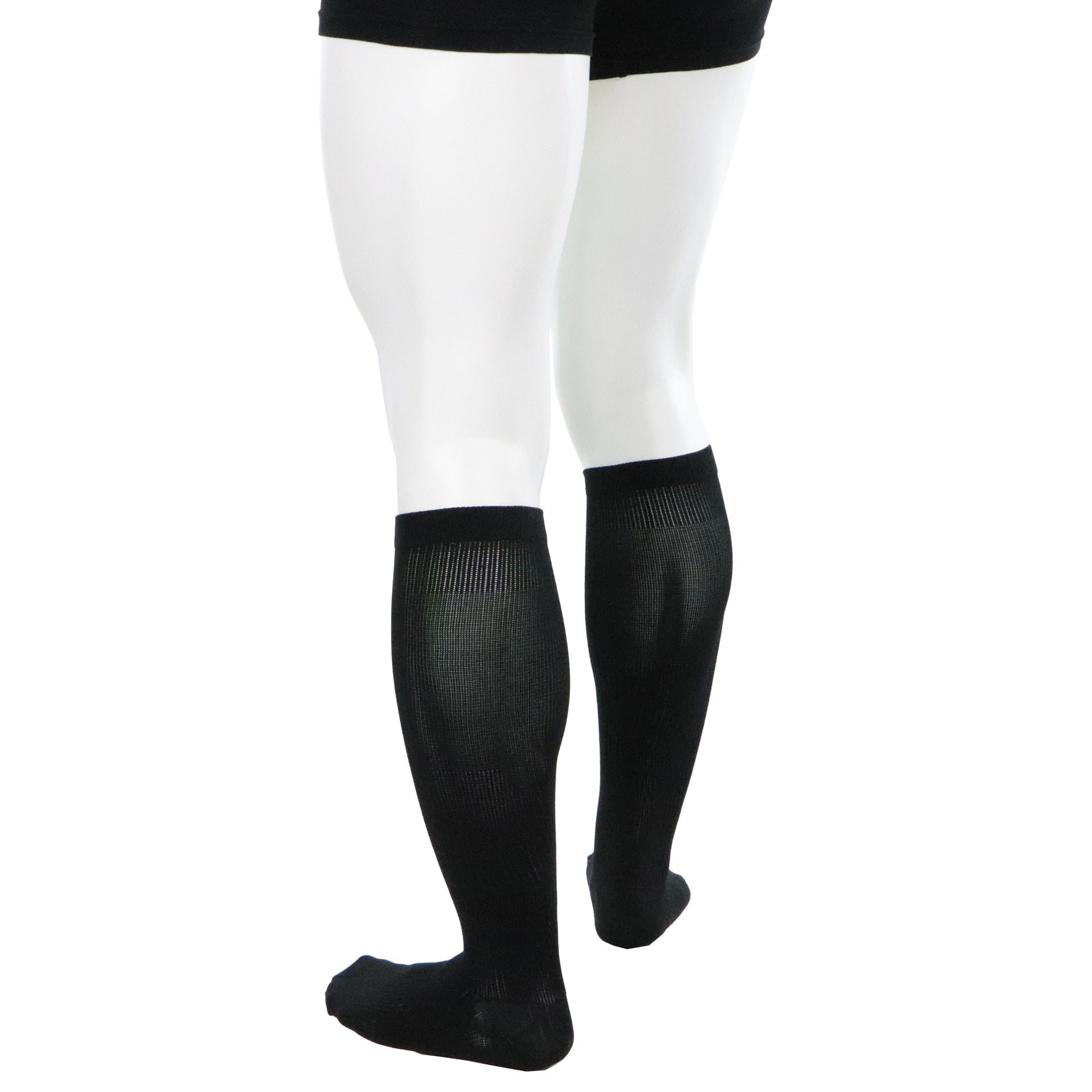 Bas Support Longueur Aux Genoux 20-30 mmHg Pour Homme Noirs Doctor Brace Actiman Vue Proche Mollet Et Cheville