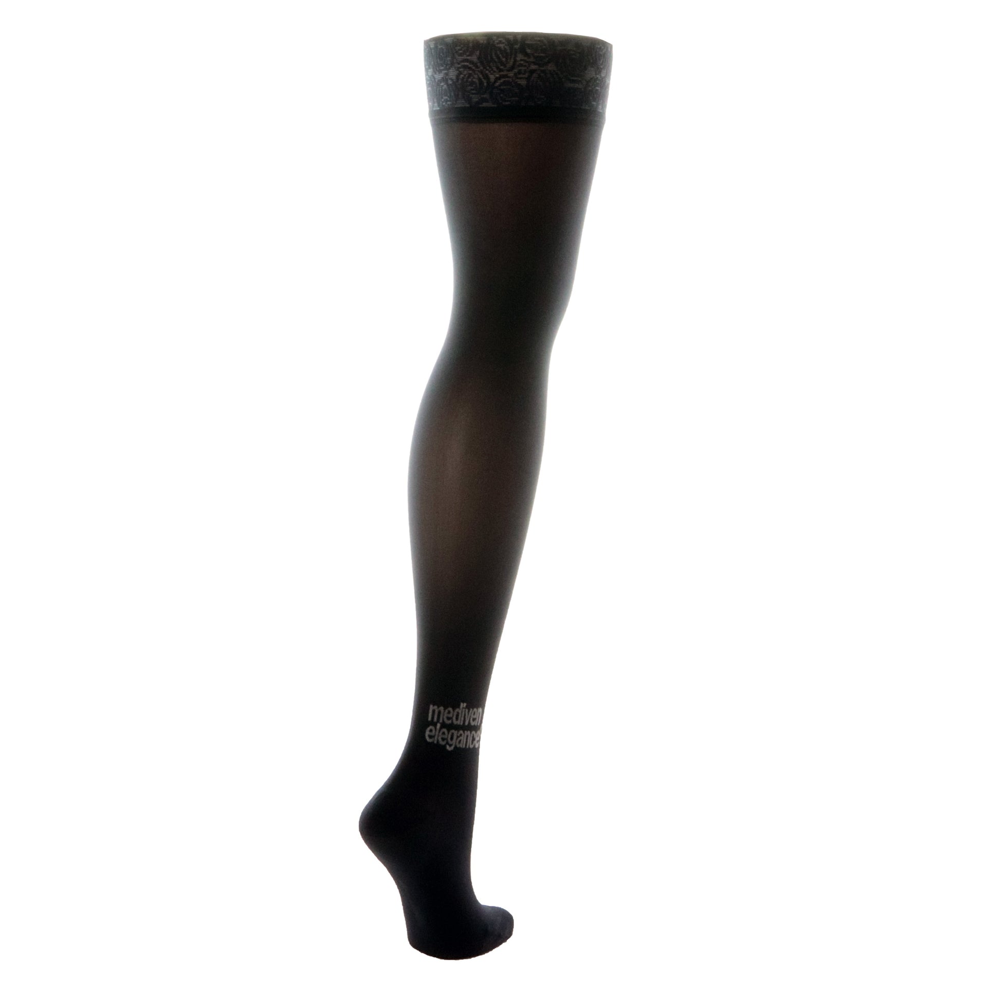 Bas Support Mediven Elegance Vue Du Mollet Noirs Longs