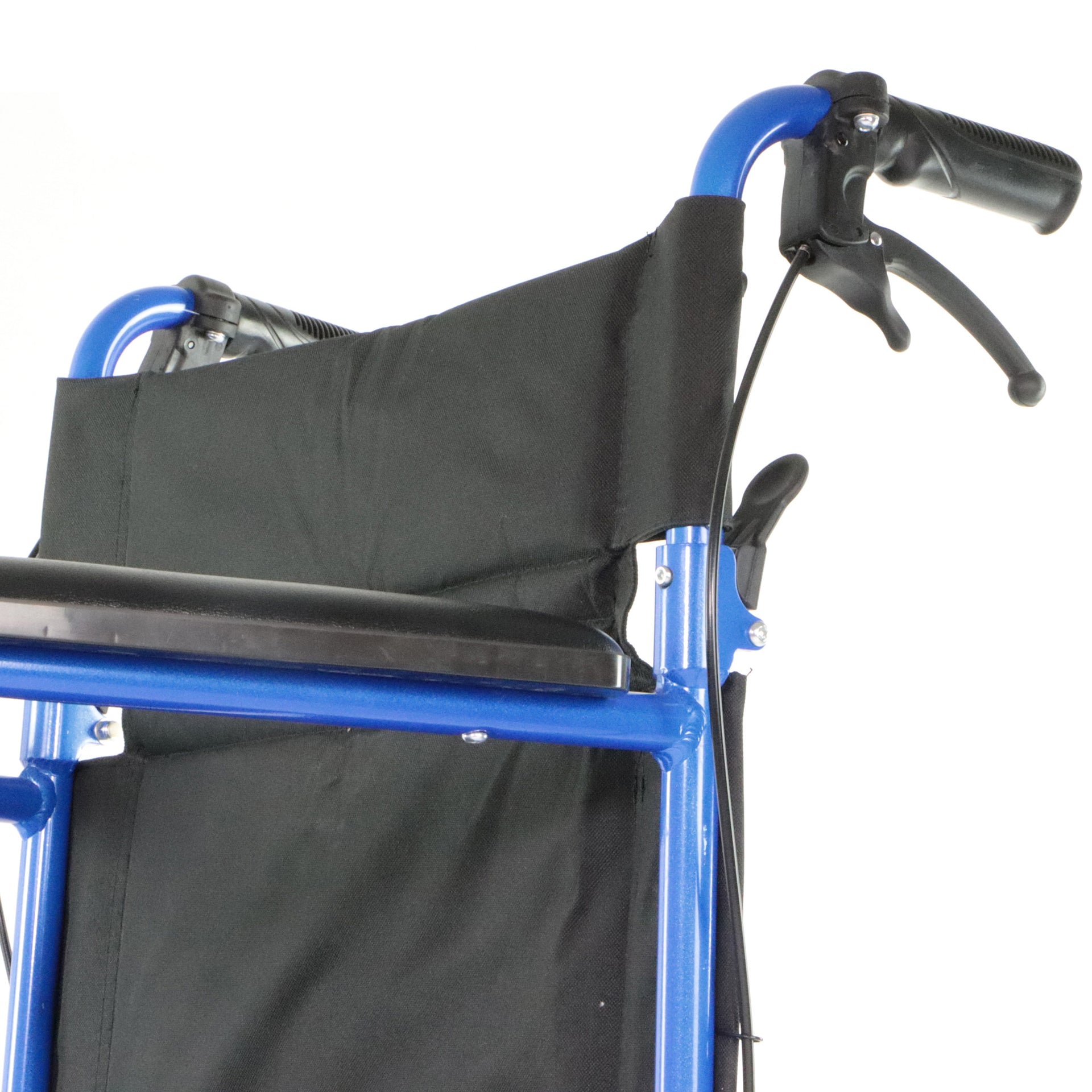 Chaise De Transport Avec Roues De 12 Pouces Vue Rapprochée Des Freins À Mains