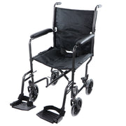 Chaise Roulante De Transport Pas Cher  Noire Avec Repose-Pieds Escamotables Et Accoudoirs Coussinés