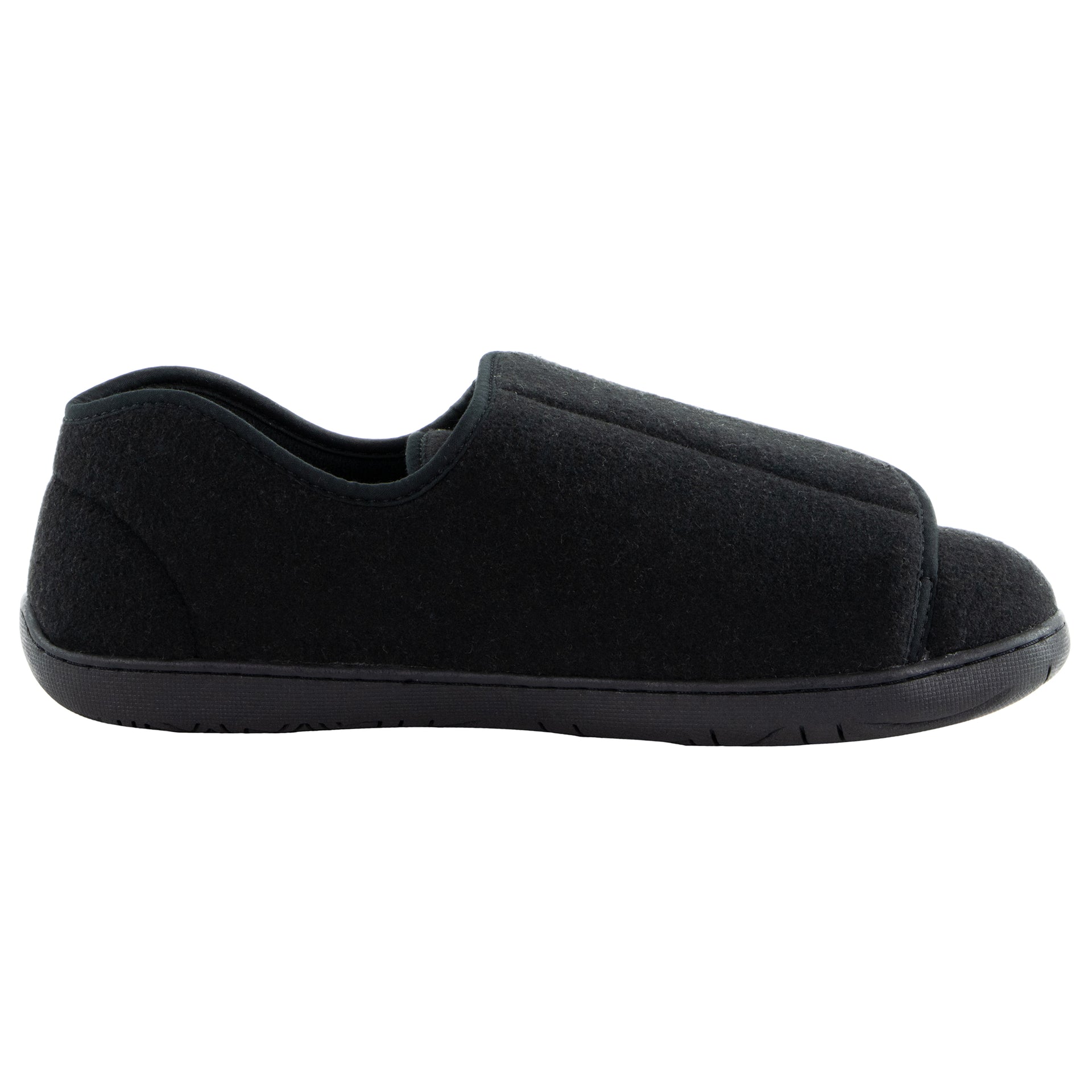 Chaussures Orthopédiques D'intérieur Pour Homme En Laine Noire Vue De L'intérieur Du Pied