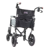 Fauteuil De Transport Airgo Comfort Plus XC Vue De L'arrière Du Dossier Et Des Roues De 12 Pouces