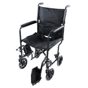 Fauteuil Roulant De Transport Pas Cher Noir Accoudoirs Rembourrés Vue Avec  Repose-pieds Droit Rangé