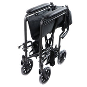 Fauteuil Roulant Personne Âgée Économique Pliable Noir Vue Plié Complètement