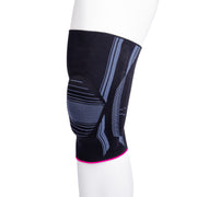 Genouillère Compressive Élastique Tricotée Polyvalente Avec Stabilisateur De Rotule Gris Foncé Avec Rayures