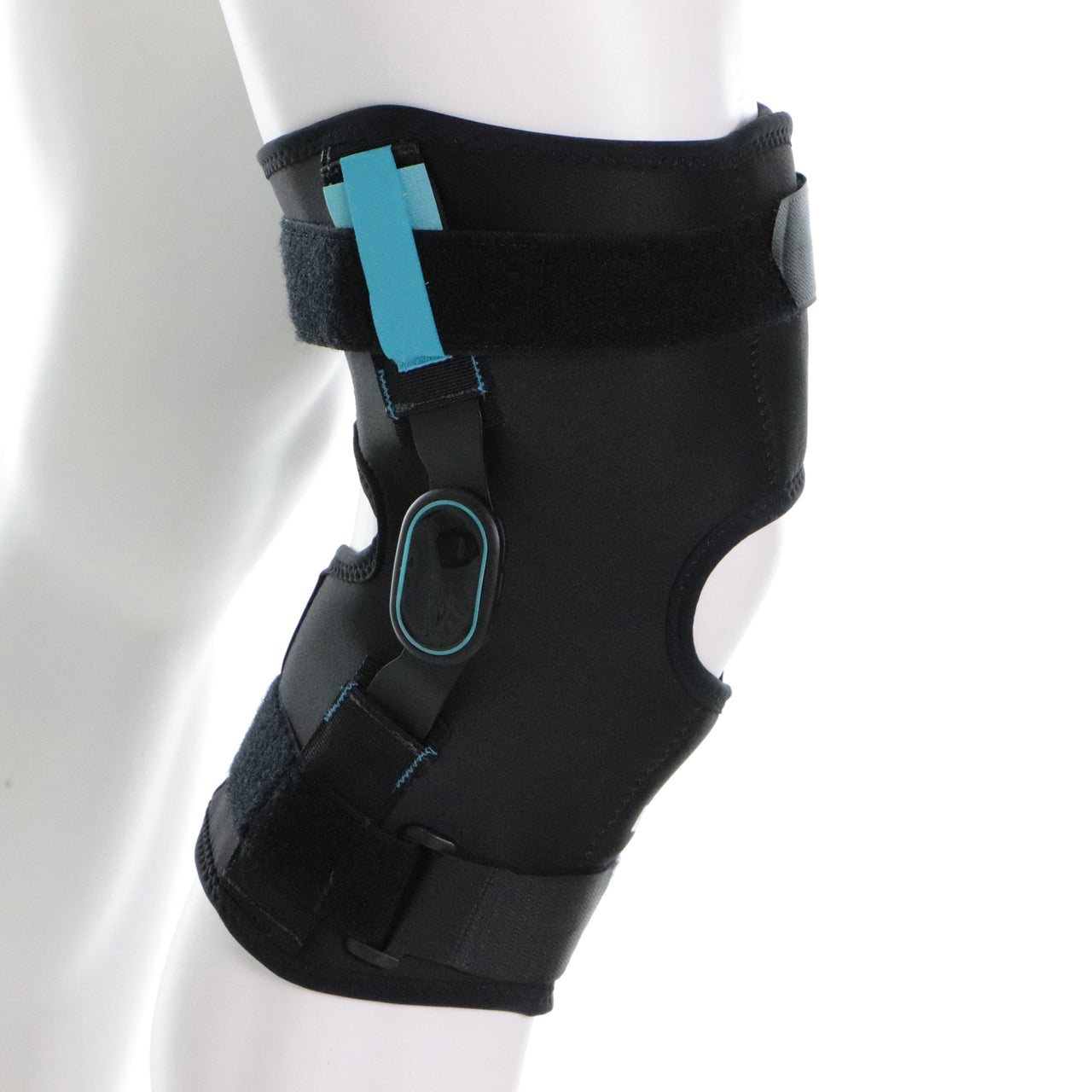 Genouillèere Ligamentaire Avec Contrôle De L'angle De Flexion Ou D'extension Noire Style Manchon Vue De Côté