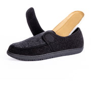 Pantoufles Hommes Vue Des Semelles Orthopédiques Amovibles En Cuir Couleur Noire