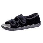 Pantoufles Orthopédiques Pour Femme La Flexible  Style Sandales En Velours Noir