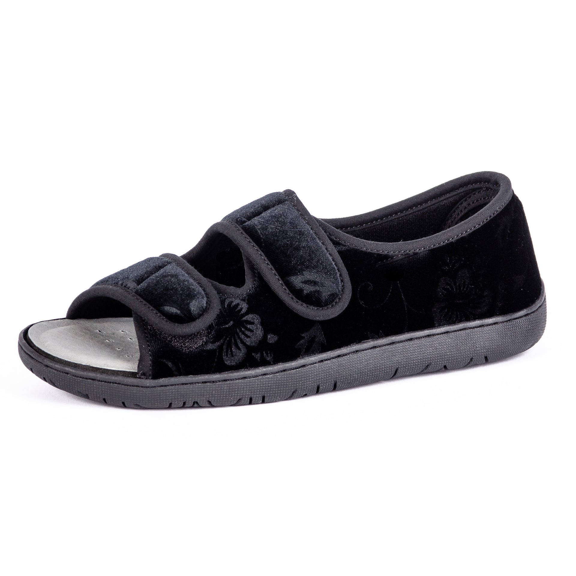 Pantoufles Orthopédiques Pour Femme La Flexible  Style Sandales En Velours Noir