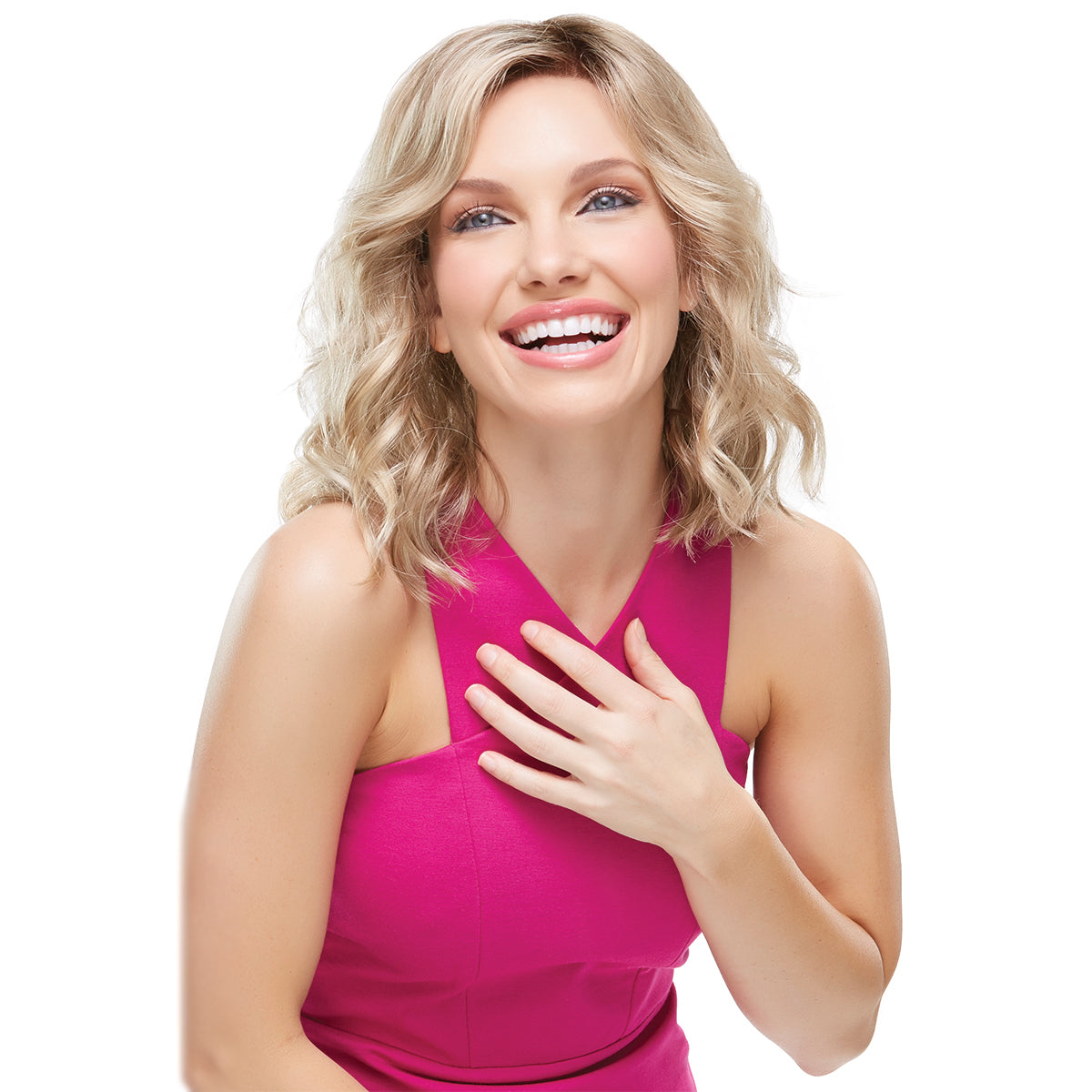 Perruque Chimio Après Cancer Mi-longue Cheveux Ondulés Jon Renau Scarlett Vue De Face