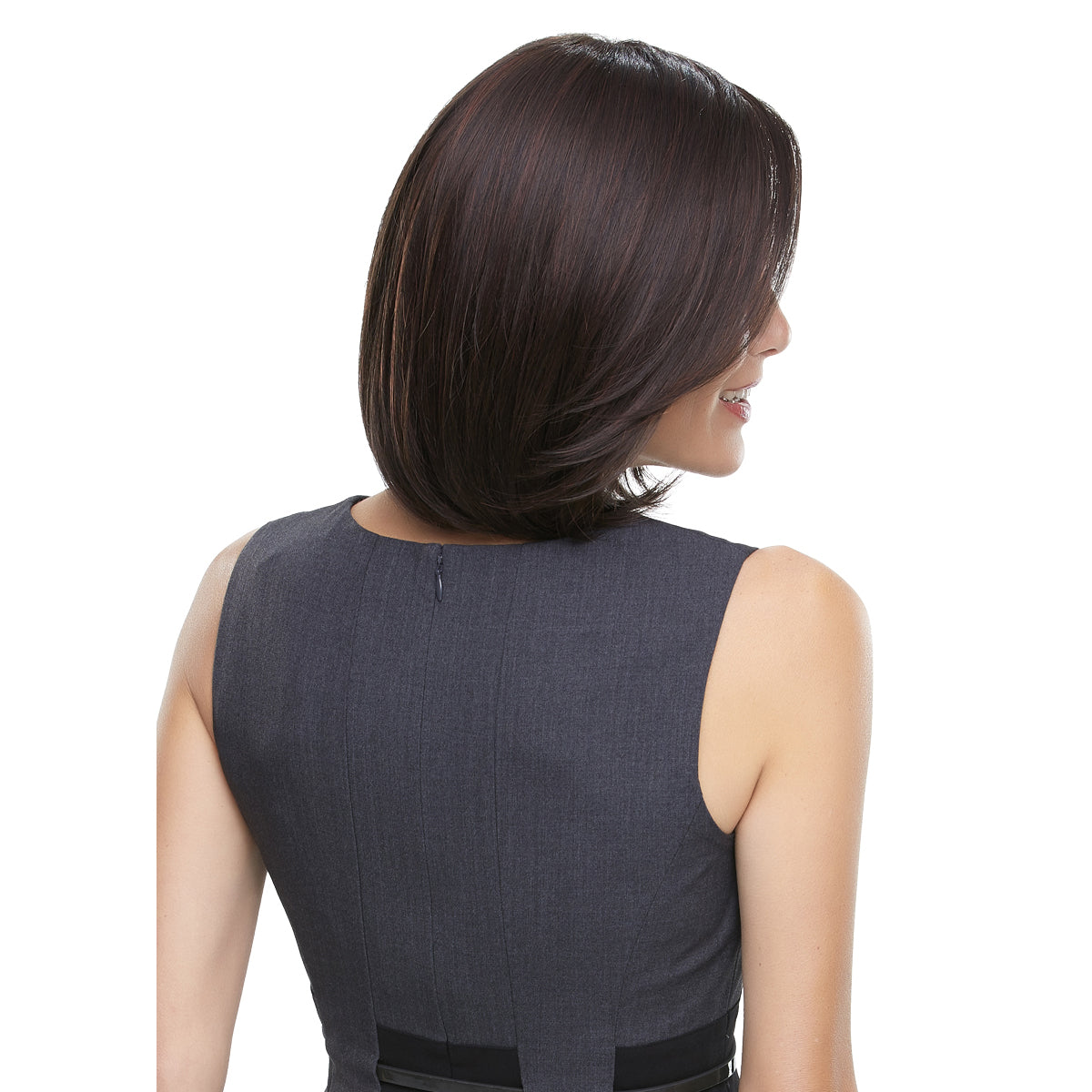 Perruque Faite À La Main Monofilament Et Dentelle Frontale En Cheveux Noirs Mi-Longs Lisses Cameron Vue De Derrière