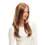 Perruque Synthétique Cheveux Longs Lisses Avec Tons De Brun Et Blond Zara Vue De Côté