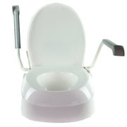 Siège De Toilette Surélevé À Hauteur Réglable Cuvette Ronde Avec Couvercle Et Accoudoirs Rabattables