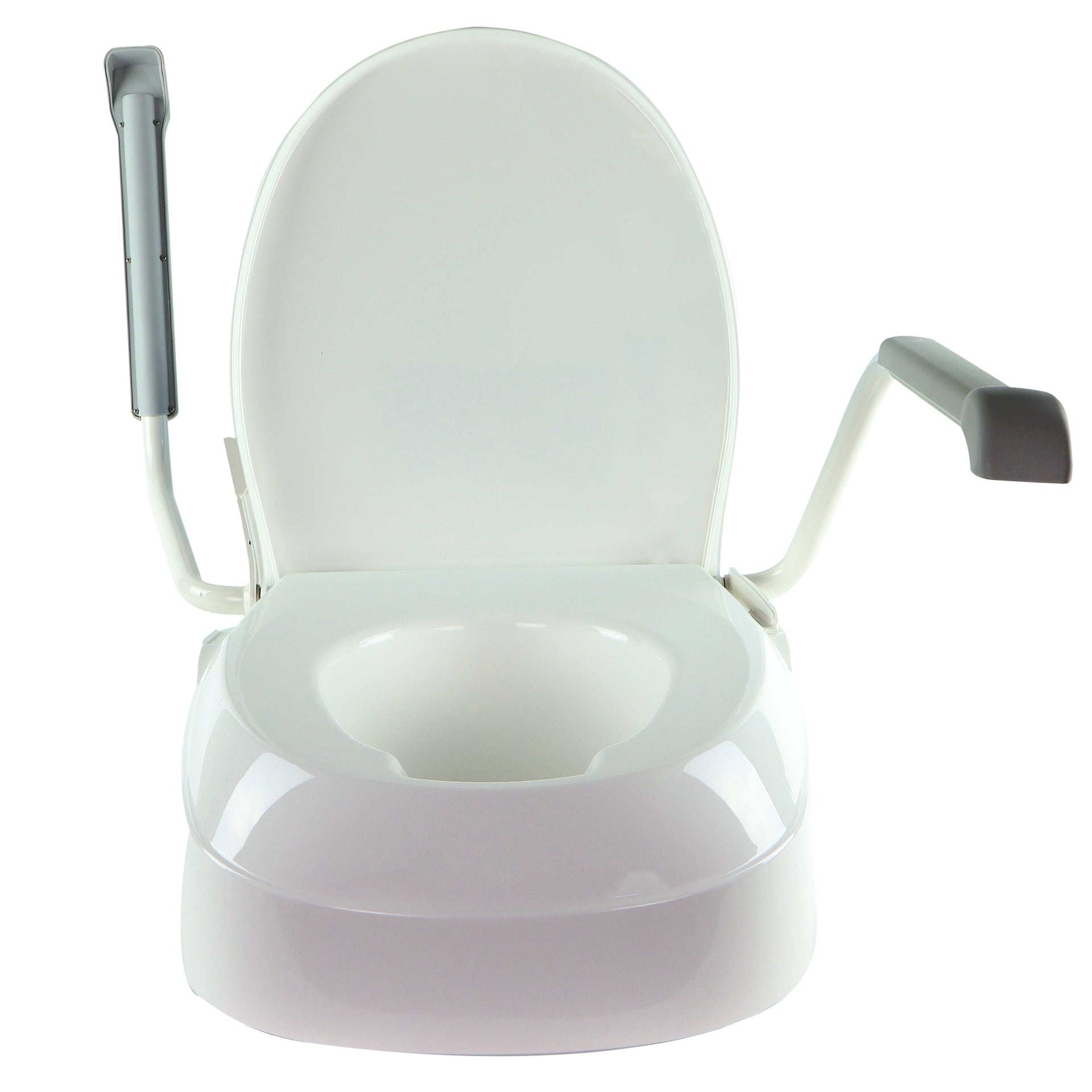 Siège De Toilette Surélevé À Hauteur Réglable Cuvette Ronde Avec Couvercle Et Accoudoirs Rabattables