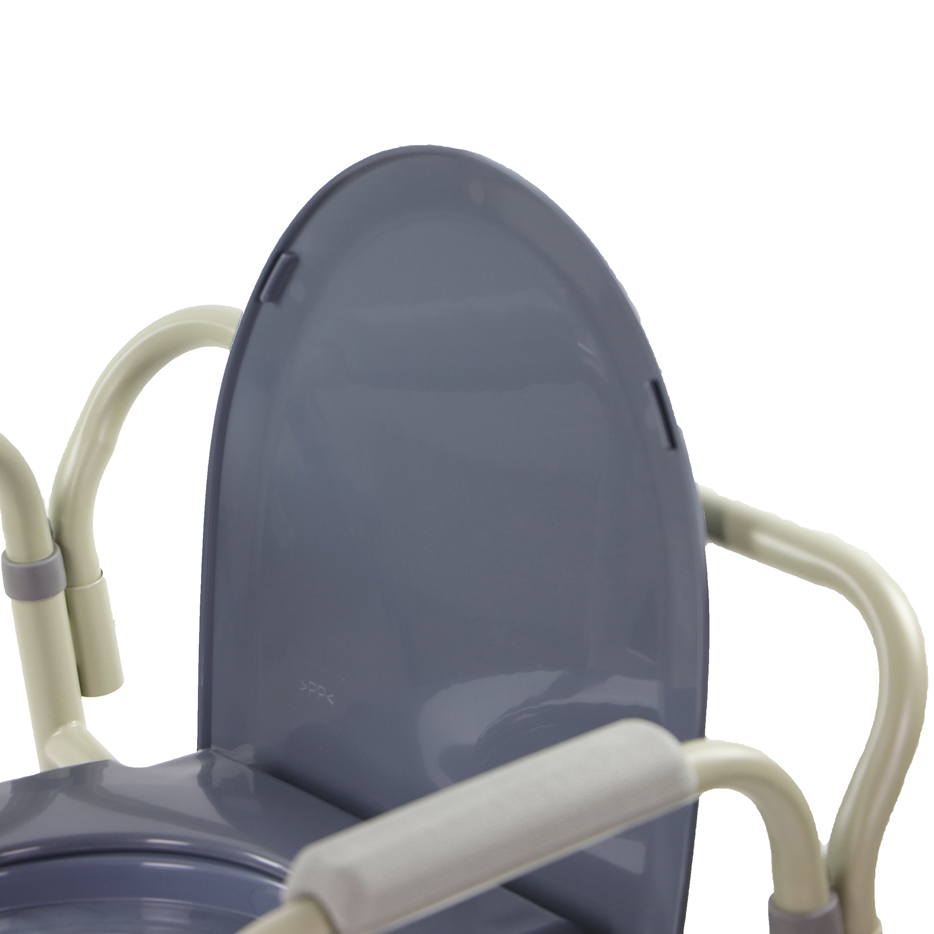 Toilette Portative Ronde De Base Pliable Vue Proche Du Couvercle Gris