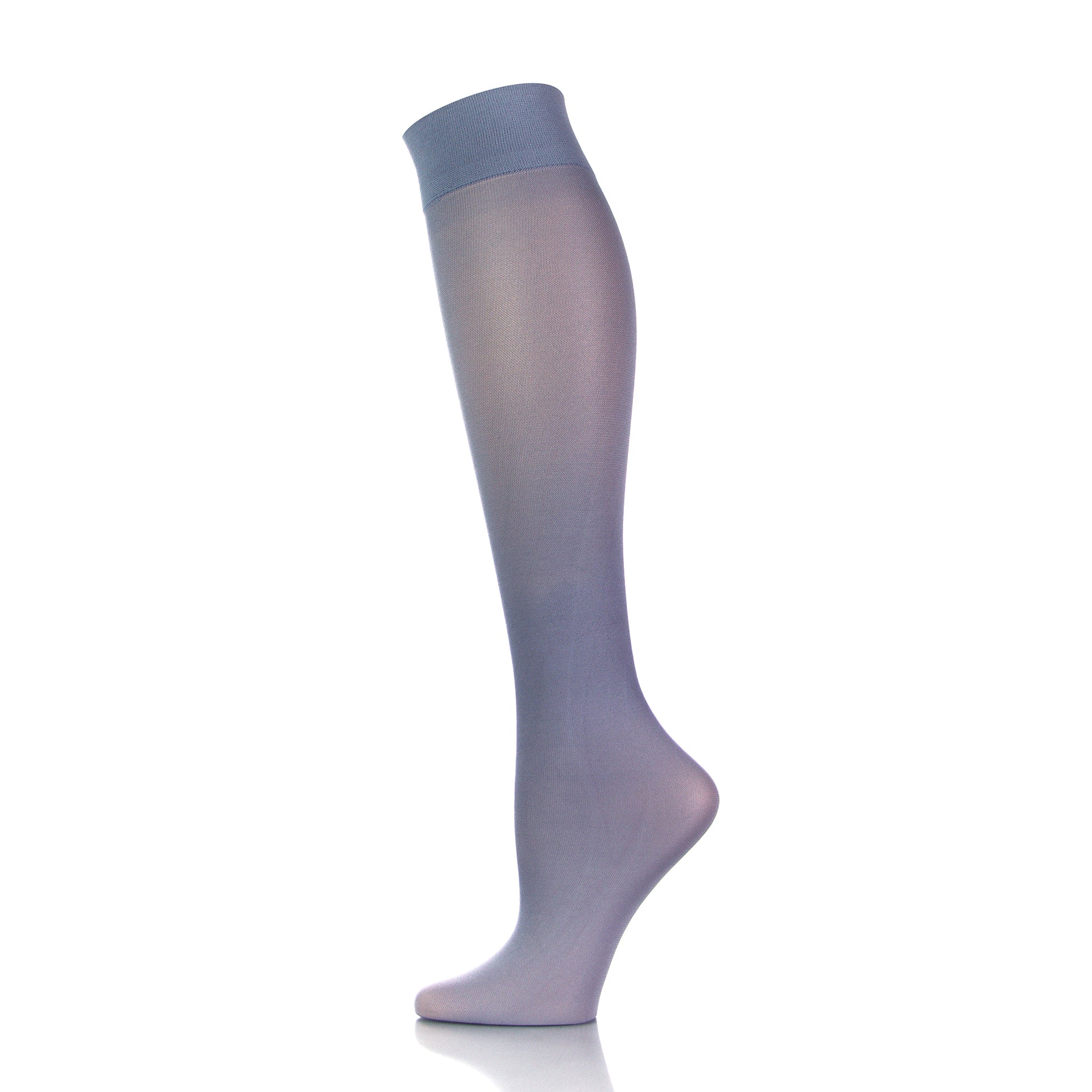 Bas de compression pour femme gris colorés hauteur genou, vue de l'autre côté, élégance et fonctionnalité - Softmedi