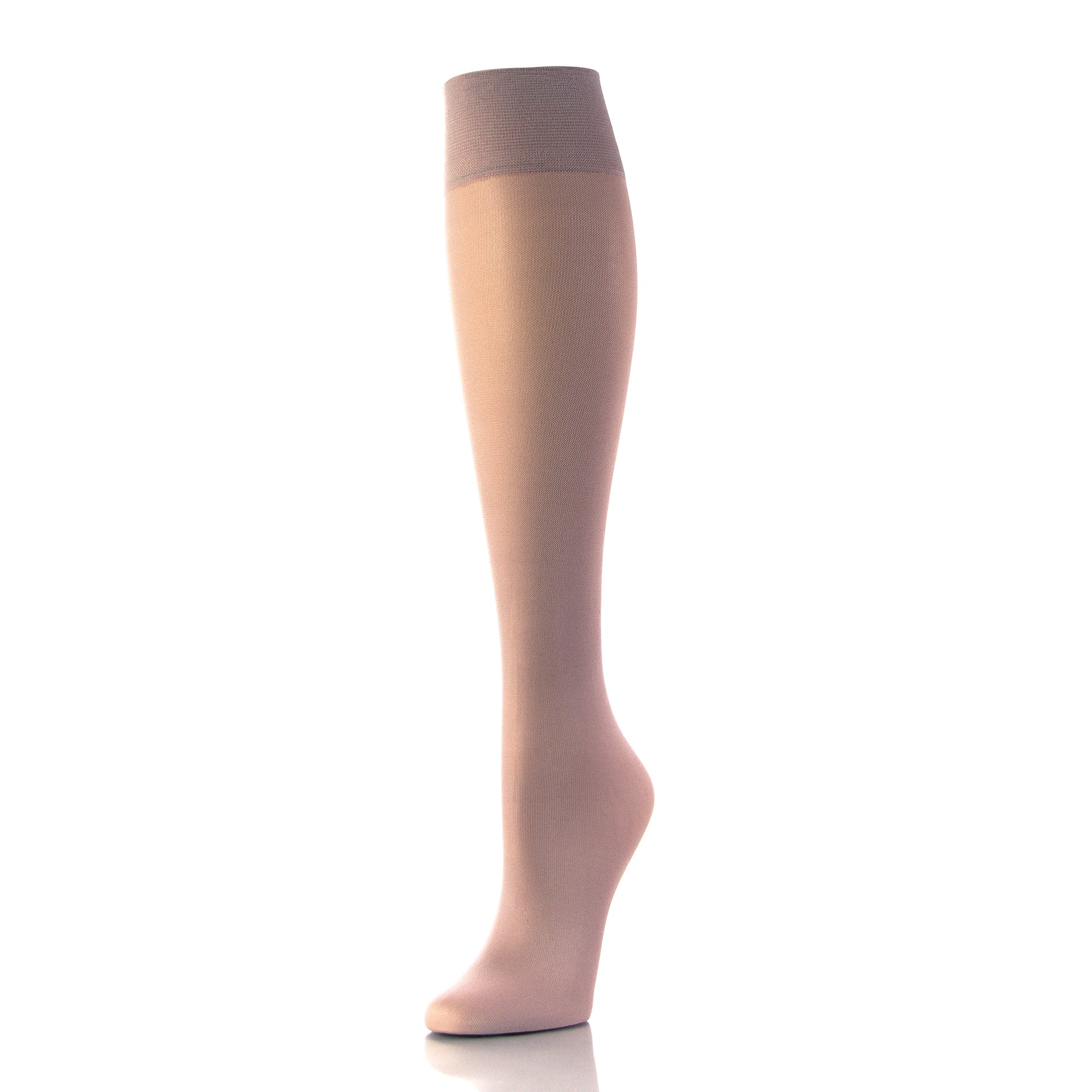Bas de contention pour femme, couleur peau naturelle, vue complète de l'intérieur de la jambe - Softmedi