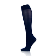 Bas support pour femme en bleu marine, vue de l'intérieur de la jambe, tissu doux et élastique - modèle Softmedi