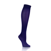 Bas support violet pour femme Doctor Brace, vue intérieure de la jambe, alliant confort et maintien - Softmedi