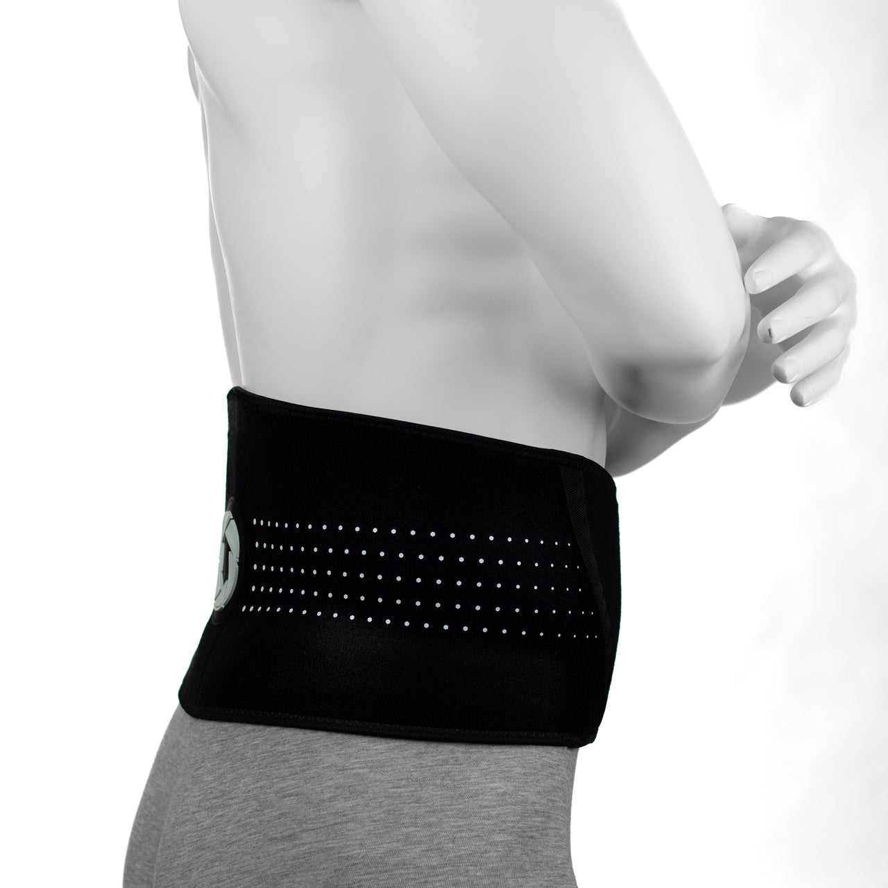 Ceinture Lombaire Avec Comprese De Gel Pour Alternance Chaud Froid - Portée Par Un Homme - Vue De Côté